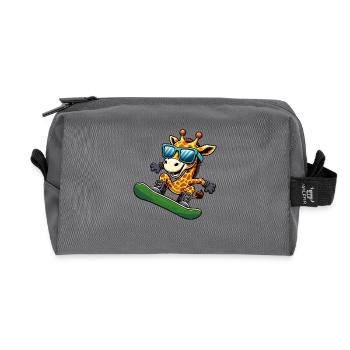Snowboard Giraffe: Winter Sports Adventure - Recycled Toiletry Zip Bag - anthracite - Front