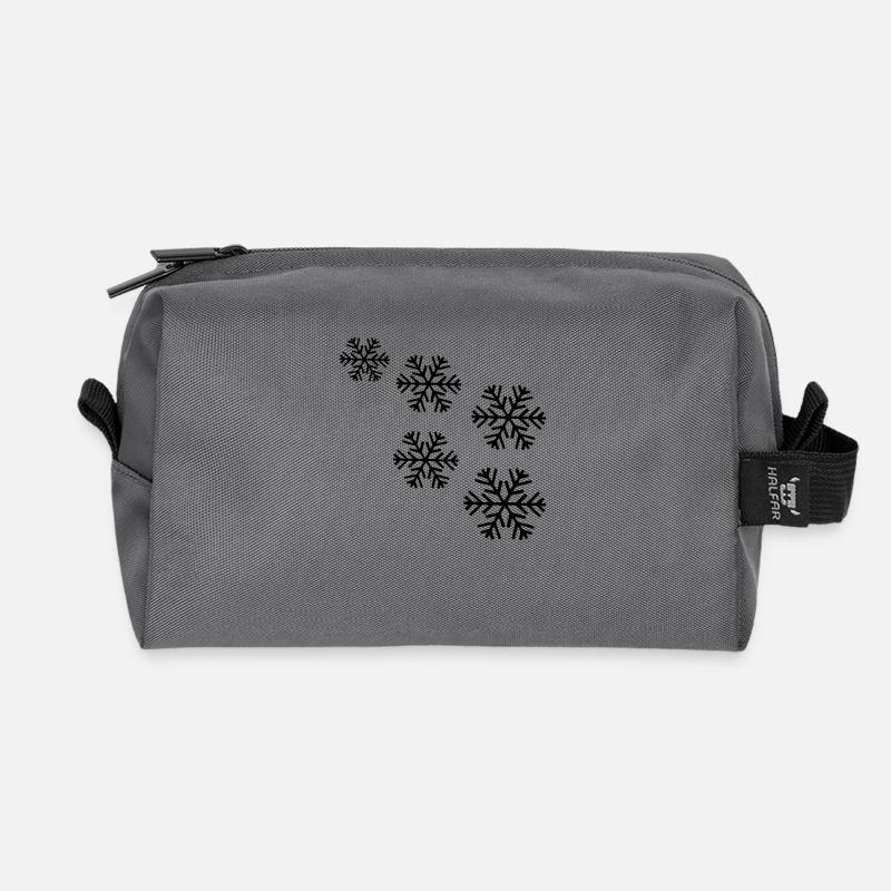 snow snowflakes - Recycled Toiletry Zip Bag - anthracite