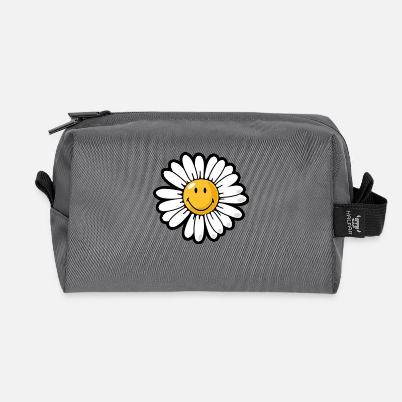 Smiley daisy - Recycelte Kulturtasche - Anthrazit