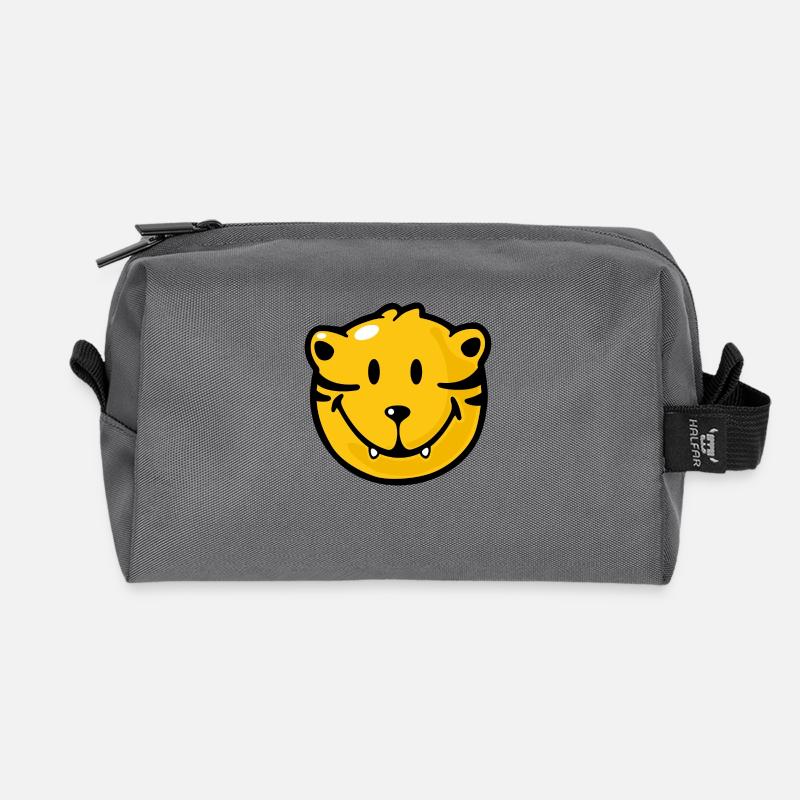 Smiley Tiger - Recycelte Kulturtasche - Anthrazit