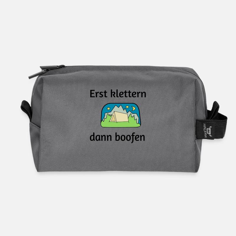 Erst klettern dann boofen - Recycelte Kulturtasche - Anthrazit
