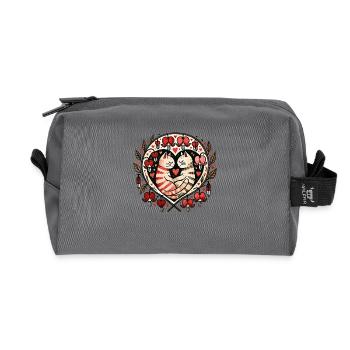 Cat Couple - Recycled Toiletry Zip Bag - anthracite - Front