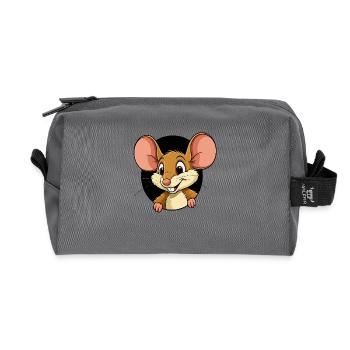 Maus kommt aus dem Loch - Recycelte Kulturtasche - Anthrazit - Vorne