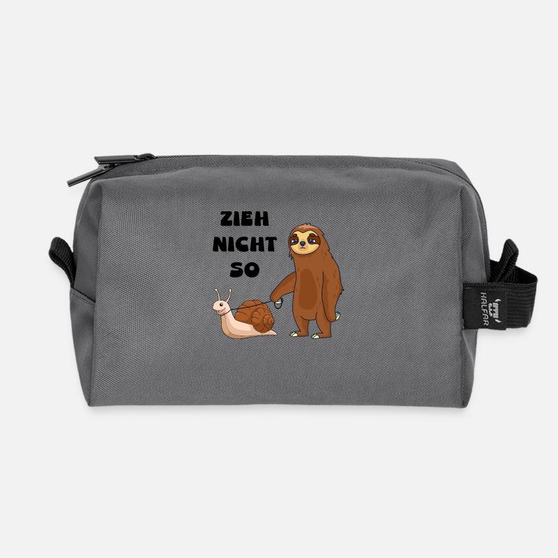 Zieh nicht so Schnecke und ein Faultier - Recycelte Kulturtasche - Anthrazit