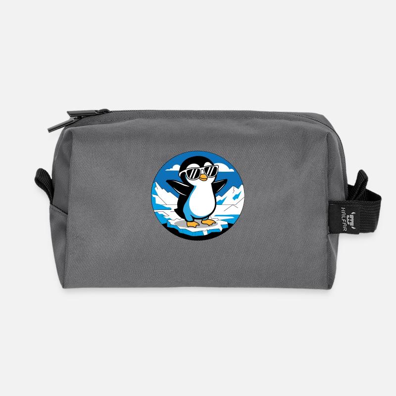 Der coole Pinguin - Recycelte Kulturtasche - Anthrazit