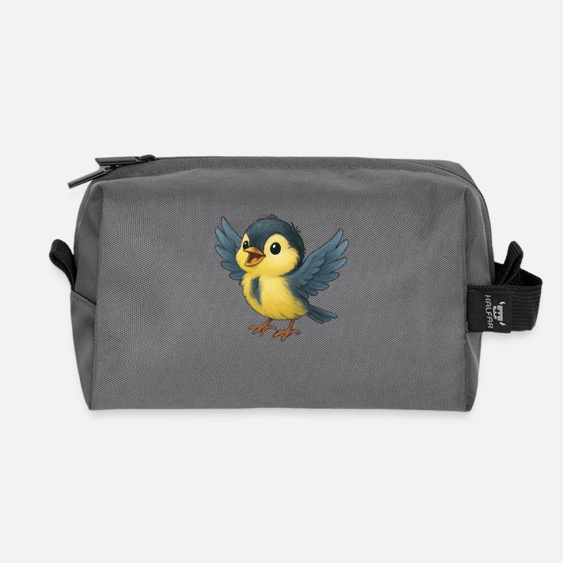 Süße kleine Meise - Recycelte Kulturtasche - Anthrazit
