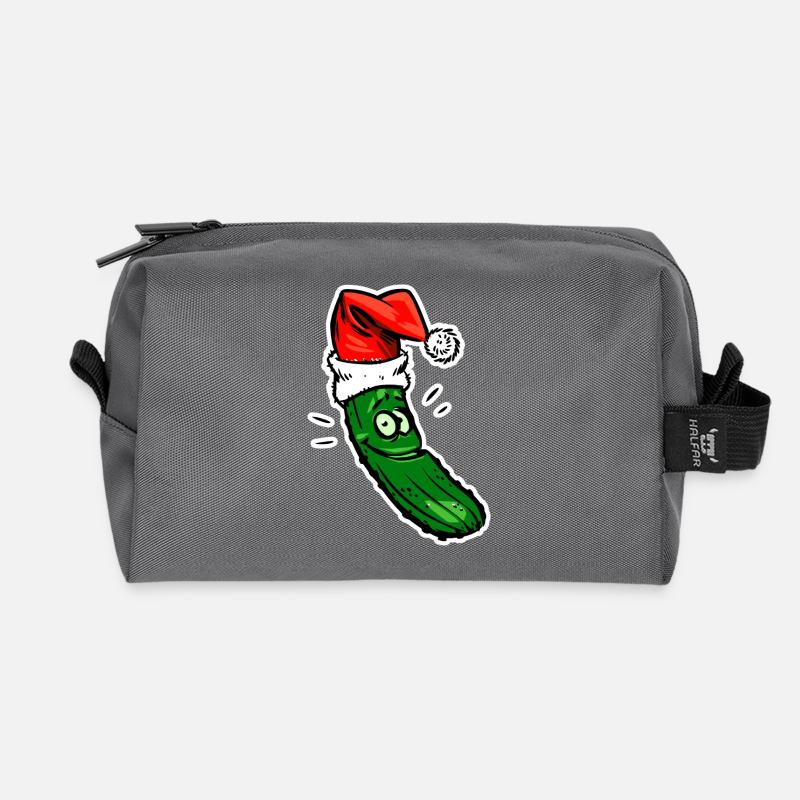 Weihnachtsgurke mit Santa Muetze - Recycelte Kulturtasche - Anthrazit