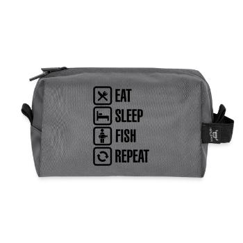 Eat - sleep - fish - repeat - Trousse de toilette en tissu recyclé - anthracite - Devant