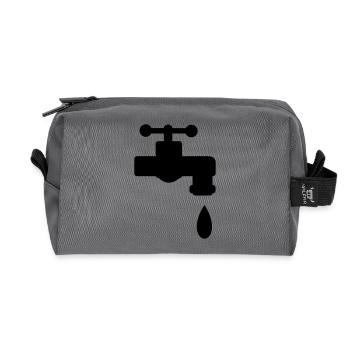 Wasserhahn Wasser Geschenk - Recycelte Kulturtasche - Anthrazit - Vorne