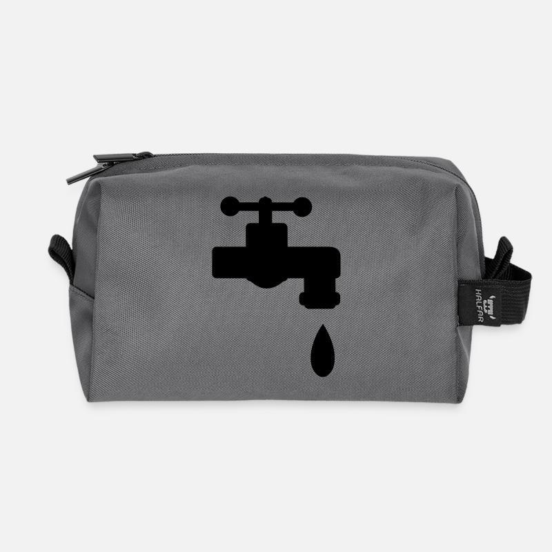 Wasserhahn Wasser Geschenk - Recycelte Kulturtasche - Anthrazit