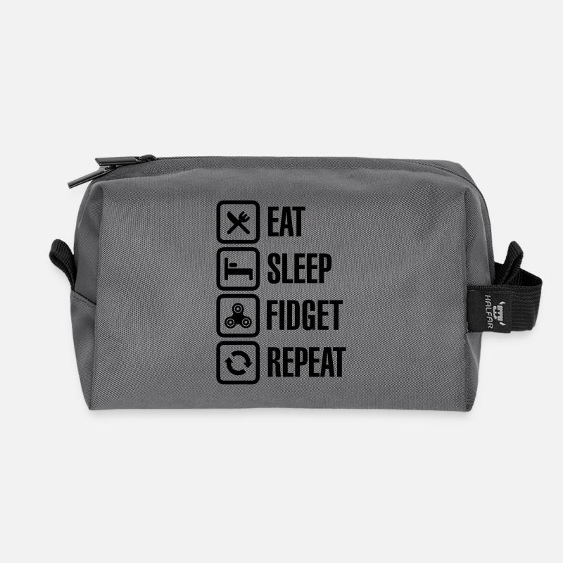 Eat Sleep Fidget Repeat - Fidget Spinner - Recycled Toiletry Zip Bag - anthracite