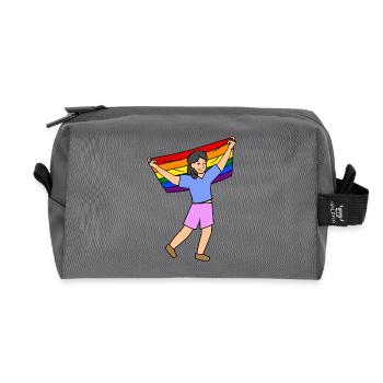 Défilé du drapeau arc-en-ciel LGBT Droits des homosexuels - Trousse de toilette en tissu recyclé - anthracite - Devant