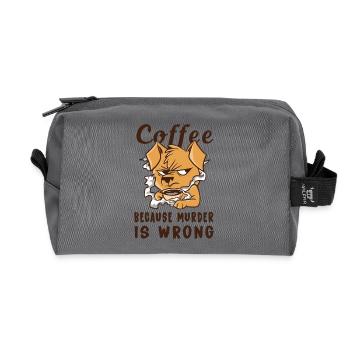 Coffee Because Murder Is Wrong Dog - Recycled Toiletry Zip Bag - anthracite - Front