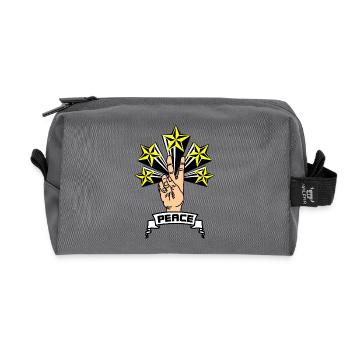 Paix 5 étoiles jaunes - Trousse de toilette en tissu recyclé - anthracite - Devant