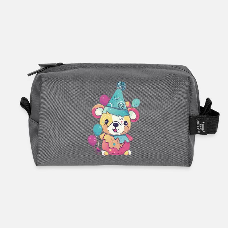 Party Bear - Recycled Toiletry Zip Bag - anthracite