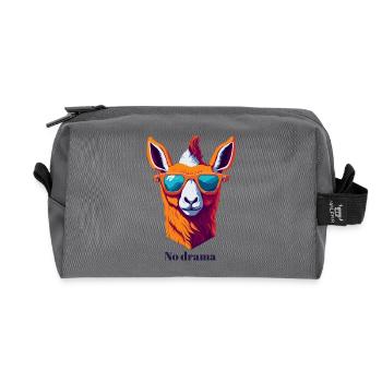 Retro Lama Vibes - Recycled Toiletry Zip Bag - anthracite - Front