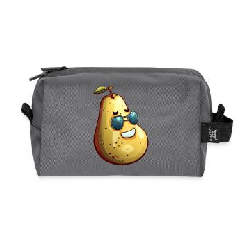 Coole Kawaii Birne mit Sonnenbrille – Lustiges - Recycelte Kulturtasche - Anthrazit - Vorne
