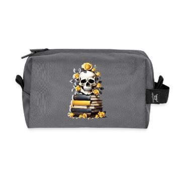 Stack of books with skull - Recycled Toiletry Zip Bag - anthracite - Front