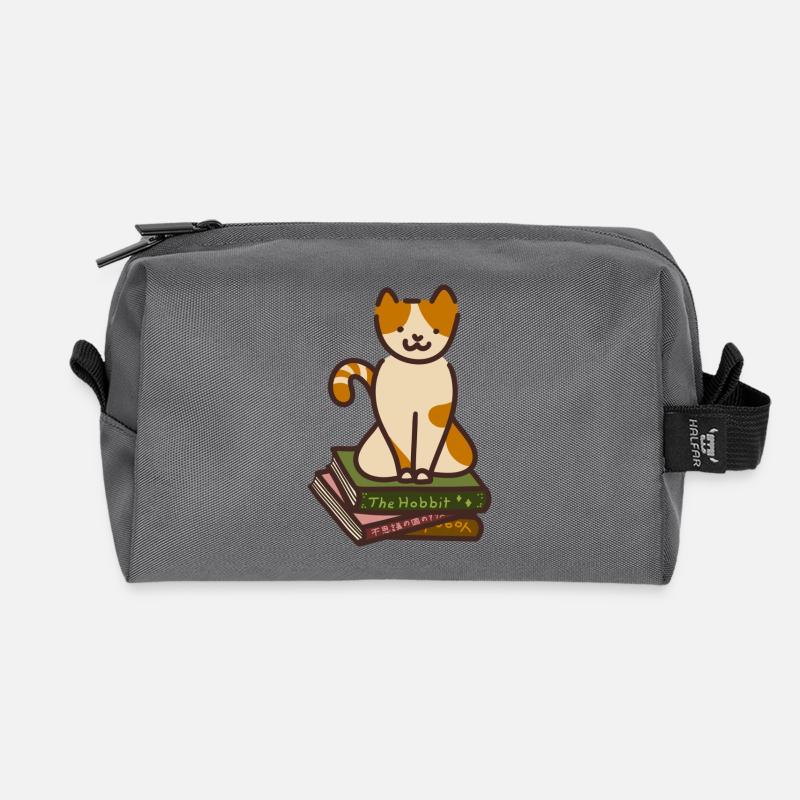 Katze auf Büchern - Recycelte Kulturtasche - Anthrazit