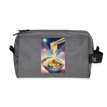 A nightly snack: bowl of noodles with broccoli - Recycled Toiletry Zip Bag - anthracite - Front