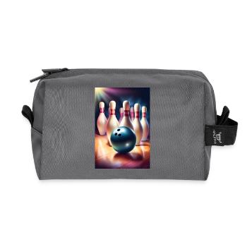 Superbe cadeau de fête des pères de bowling - Trousse de toilette en tissu recyclé - anthracite - Devant