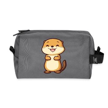 Loutre mignonne et heureuse dans le style dessin animé - Adorable - Trousse de toilette en tissu recyclé - anthracite - Devant