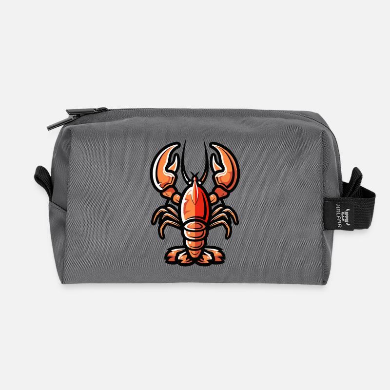 Lobster Crab Comic - Recycled Toiletry Zip Bag - anthracite