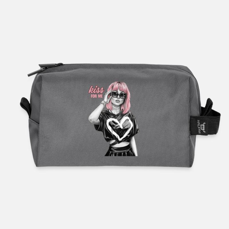 kiss for me - Recycelte Kulturtasche - Anthrazit