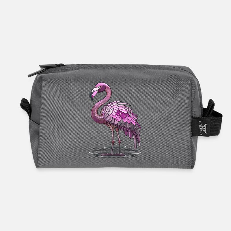 Flamingo - Recycled Toiletry Zip Bag - anthracite