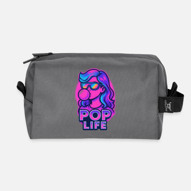 Retro Neon Mädchen Bubblegum Pop Design - Recycelte Kulturtasche - Anthrazit