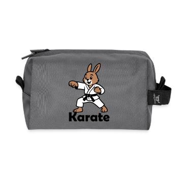 Karate Rabbit - Recycled Toiletry Zip Bag - anthracite - Front