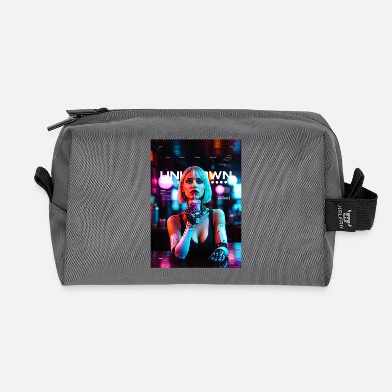 Neon dreams - Recycelte Kulturtasche - Anthrazit