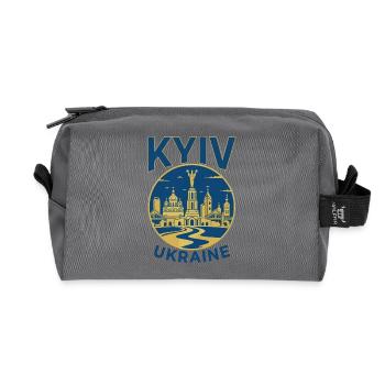 Kyiv Landmark Skyline Illustration - Recycled Toiletry Zip Bag - anthracite - Front