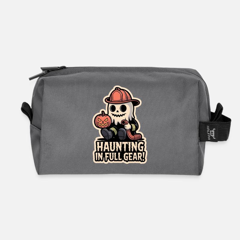 Firefighter Boo – Spooky Cute Halloween Ghost - Recycelte Kulturtasche - Anthrazit