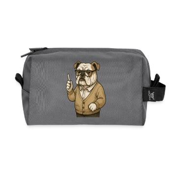 Bulldoggenlehrer mit Kreide-Retro-Klassenzimmer-Cartoon - Recycelte Kulturtasche - Anthrazit - Vorne