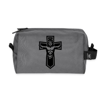 Symbole de la Croix de Jésus chrétien - Trousse de toilette en tissu recyclé - anthracite - Devant