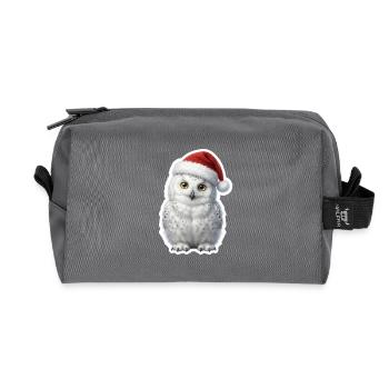 Wise Snow Owl in Christmas Mood - Recycled Toiletry Zip Bag - anthracite - Front