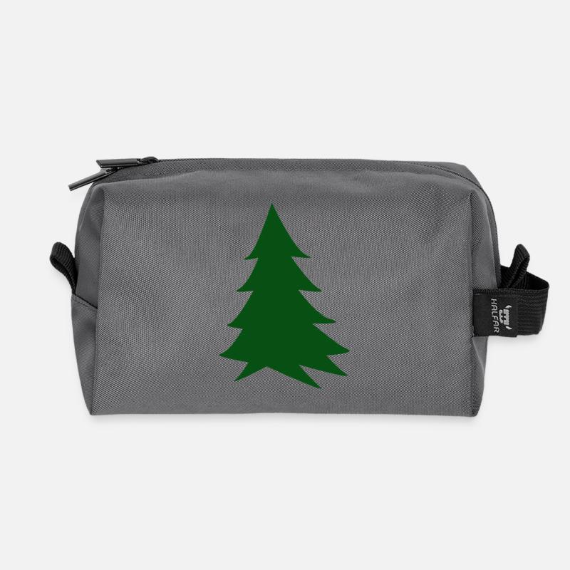 Deep green silhouette fir - Recycled Toiletry Zip Bag - anthracite