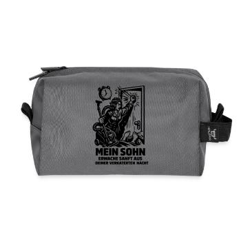 Son Awakening Funny Mother Son Scene - Recycled Toiletry Zip Bag - anthracite - Front