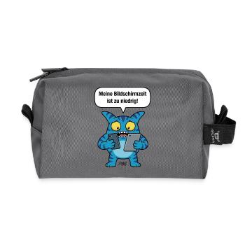 Screen time too low! Zooki Mobile Phone Addiction - Recycled Toiletry Zip Bag - anthracite - Front