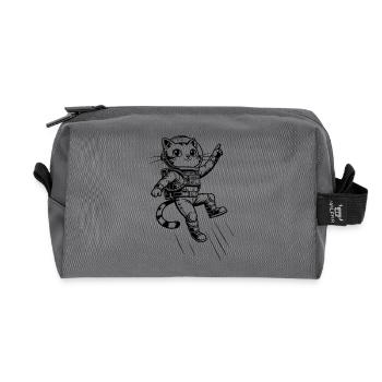 Chat astronaute - Trousse de toilette en tissu recyclé - anthracite - Devant