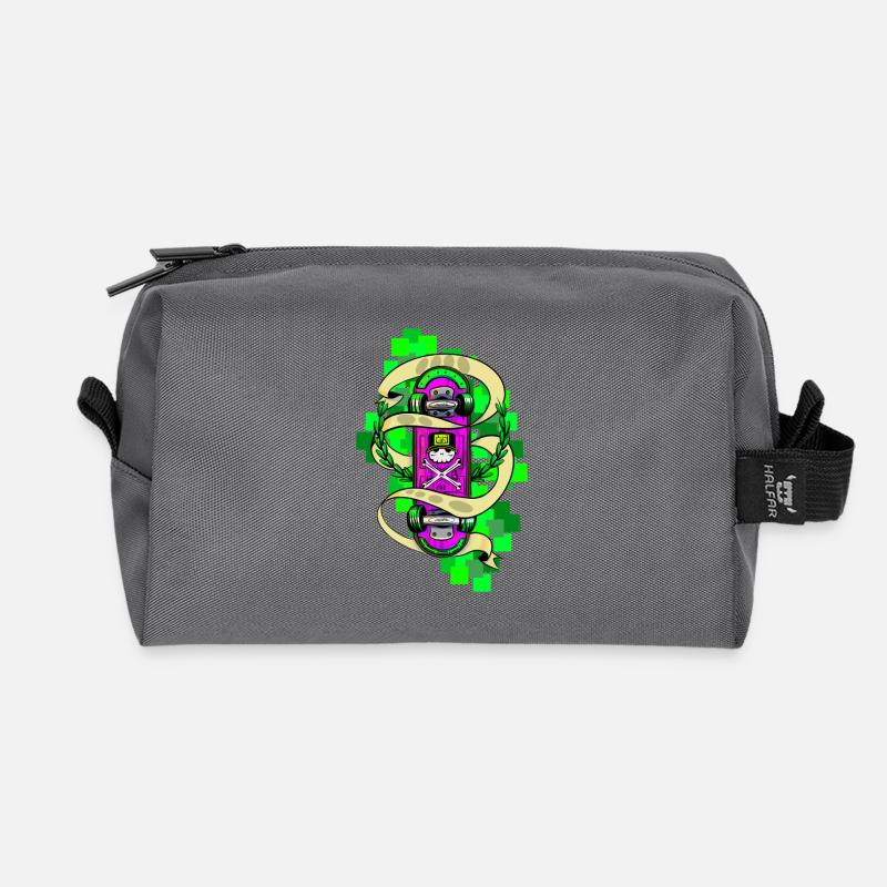 Neon Skull Skateboard Graffiti - Recycelte Kulturtasche - Anthrazit