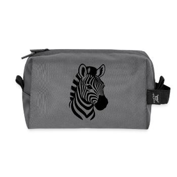 Zebrakopf - Zebra - Recycelte Kulturtasche - Anthrazit - Vorne