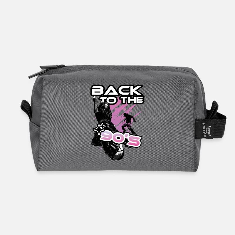 Back to 90s Neon Pop - Recycled Toiletry Zip Bag - anthracite