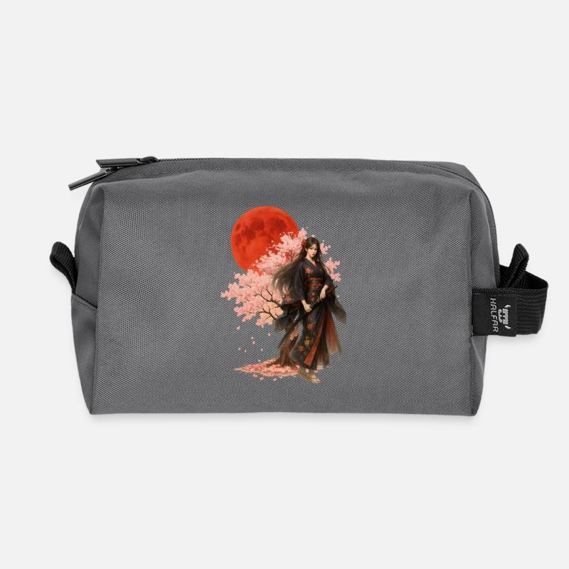 Schöne Kriegerin | Orientalisch-japanische Kunst - Recycelte Kulturtasche - Anthrazit