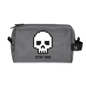 Pixel-Schädel Stay Rad - Recycelte Kulturtasche - Anthrazit - Vorne