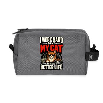 Ich arbeite hart damit meine Katze Luxusleben hat - Recycelte Kulturtasche - Anthrazit - Vorne