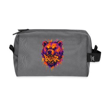 Grizzly Bear Graffiti Streetwear Design - Trousse de toilette en tissu recyclé - anthracite - Devant