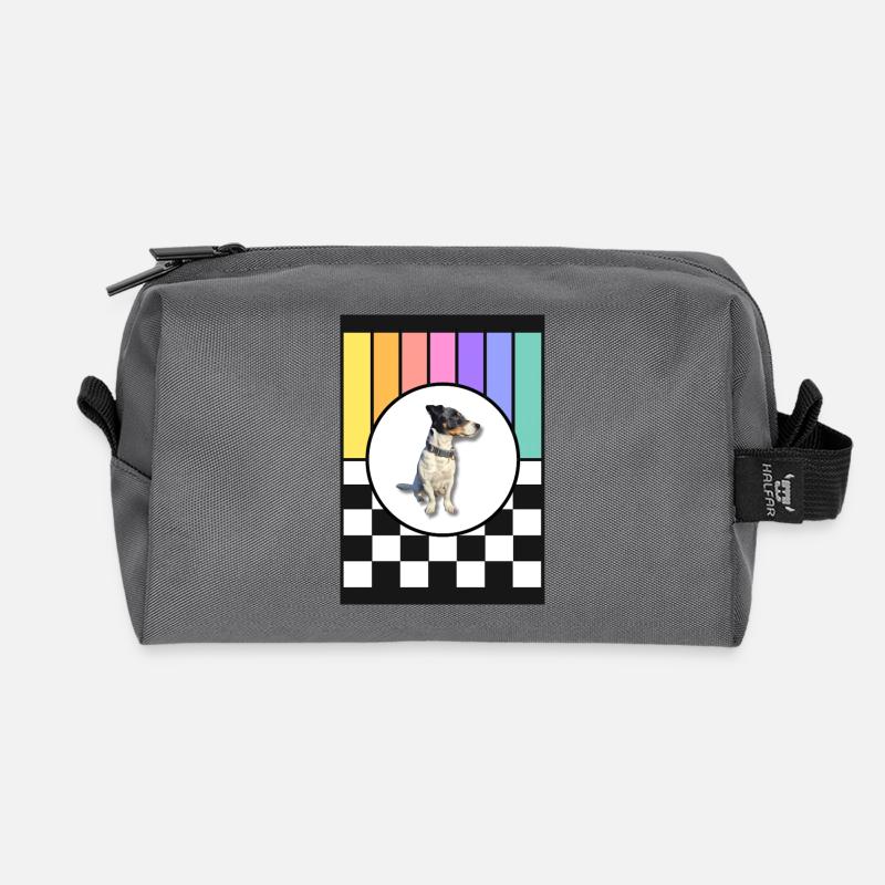 Hund im Regenbogenrahmen - Recycelte Kulturtasche - Anthrazit