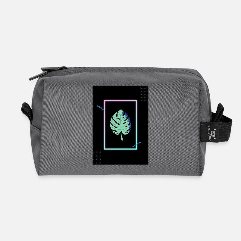 Monstera Neon Frame - Recycelte Kulturtasche - Anthrazit